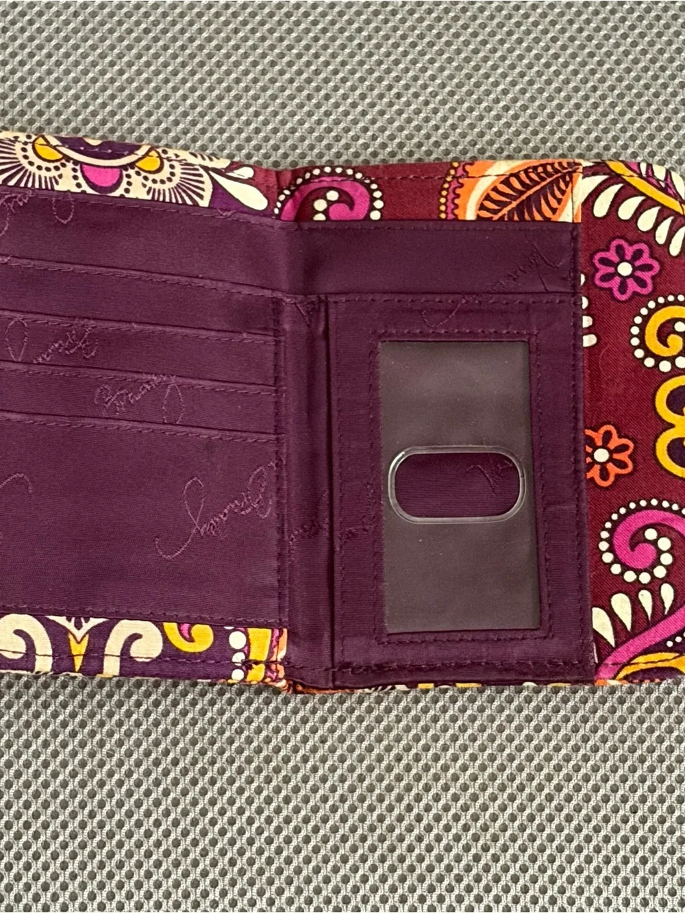 Vera Bradley Purple Paisley Quilted Wallet with Orange & Yellow Accents - Picture 3 of 3